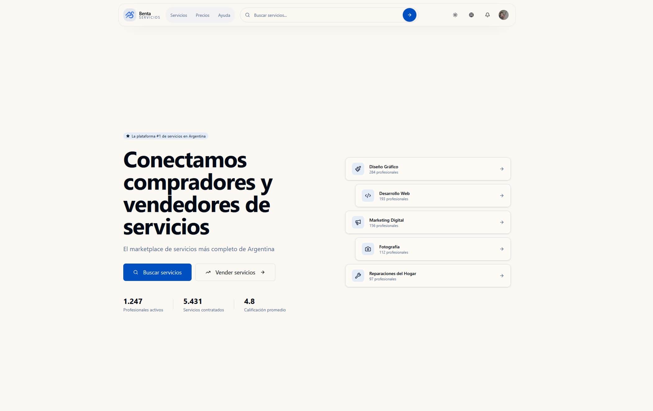 Benta Servicios website